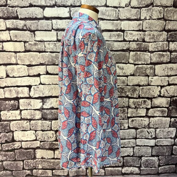 Talbots Blue, White & Pink Button Down Blouse Size 2X - Picture 8 of 9